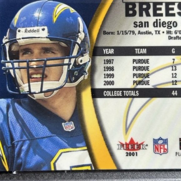 2001 Fleer E-X Drew Brees RC ROOKIE /1000 SP PSA 9 MINT San Diego Chargers HOF - Picture 3 of 3